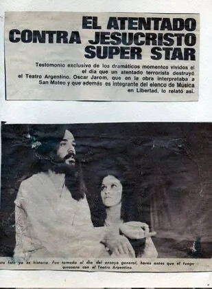 Recorte de diario sobre el atentado contra Jesucristo Superstar en el Teatro Argentino